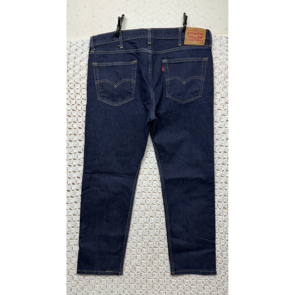 Levis 502 Jeans Mens Tag 38x30 Fits 38x27 Dark Blue Denim Tapered 98%cotton